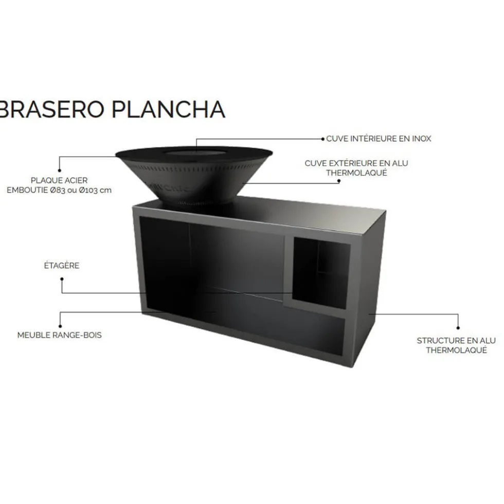 Brasero Traditionnel 100 x 90 cm ALU avec Grille OFFERTE - GRILL CHIC