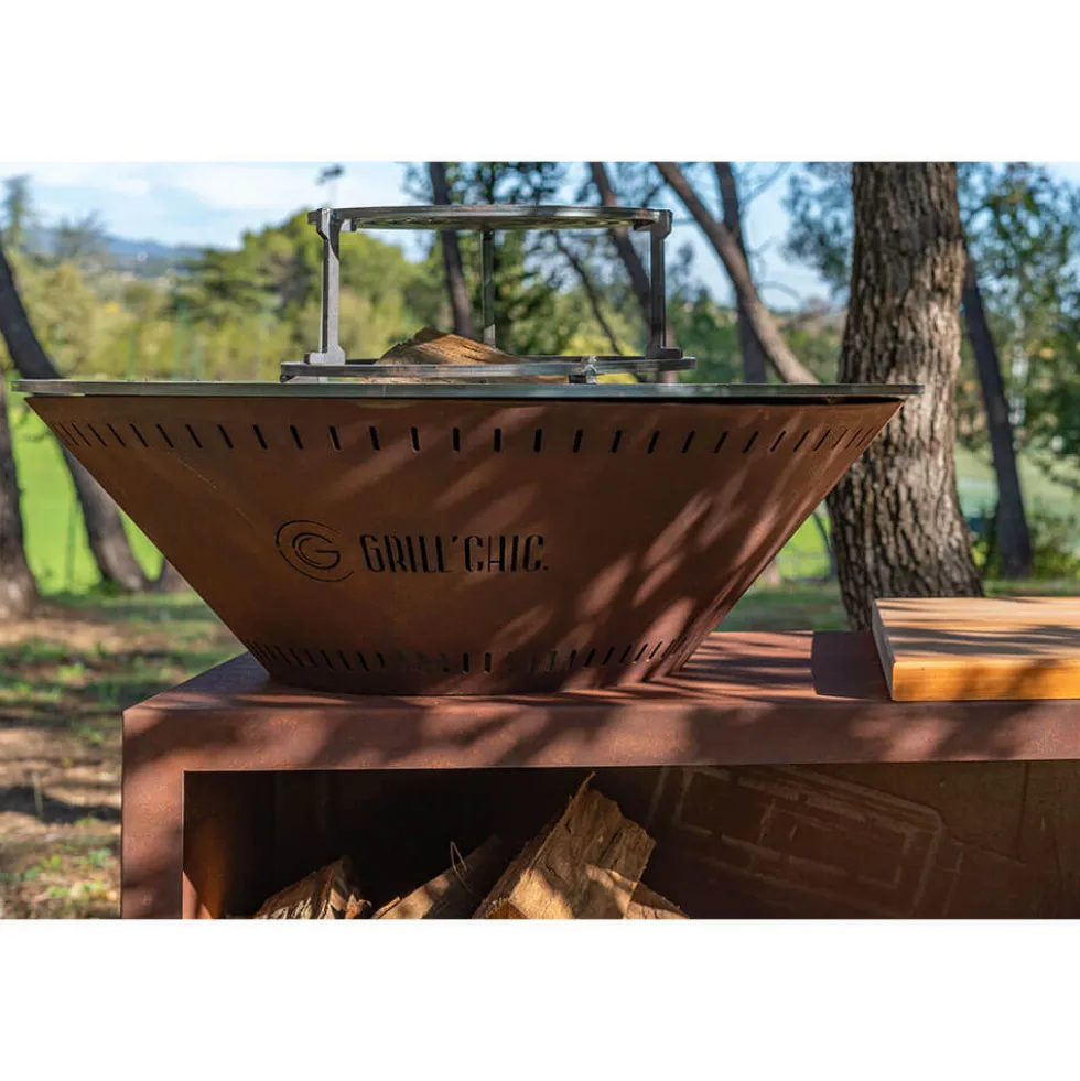 Brasero Traditionnel 80 x 90 cm CORTEN Simple Cuve - GRILL CHIC