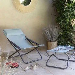Chaise longue pliante bain de soleil TRANSABED toile Batyline DUO - LAFUMA