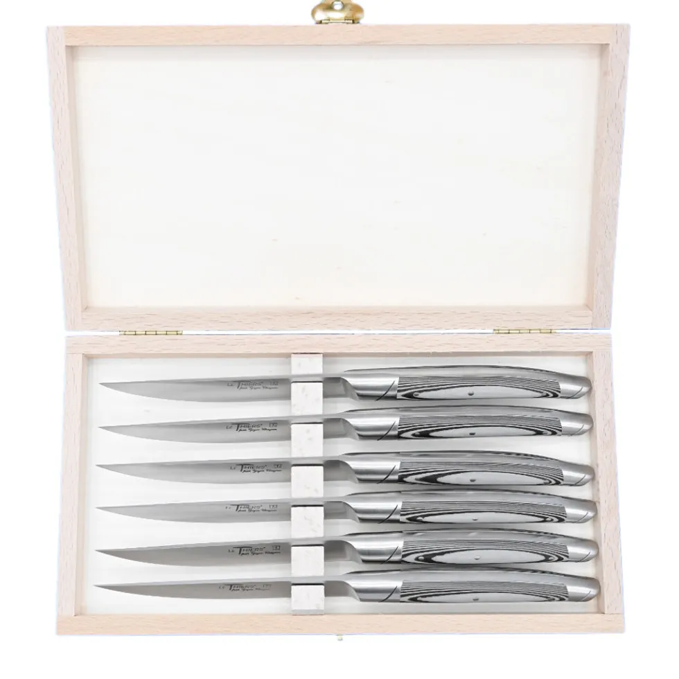 Coffret 6 Couteaux Le Thiers Avantage avec Manche Paperstone Gris - GOYON-CHAZEAU