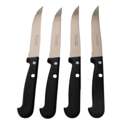 Coffret 4 Couteaux à Steak avec Manches Noirs - Au Sabot