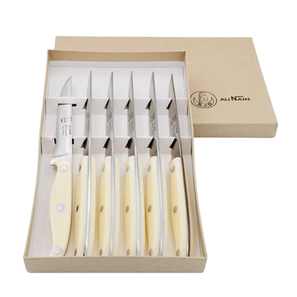 Coffret de 6 couteaux à Steak Bistronome Manche Ivoire - Au Nain