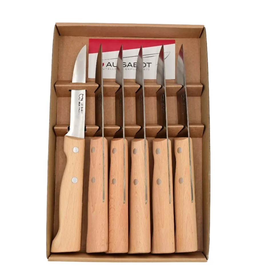 Coffret de 6 Couteaux à Steak manche bois - Au Sabot
