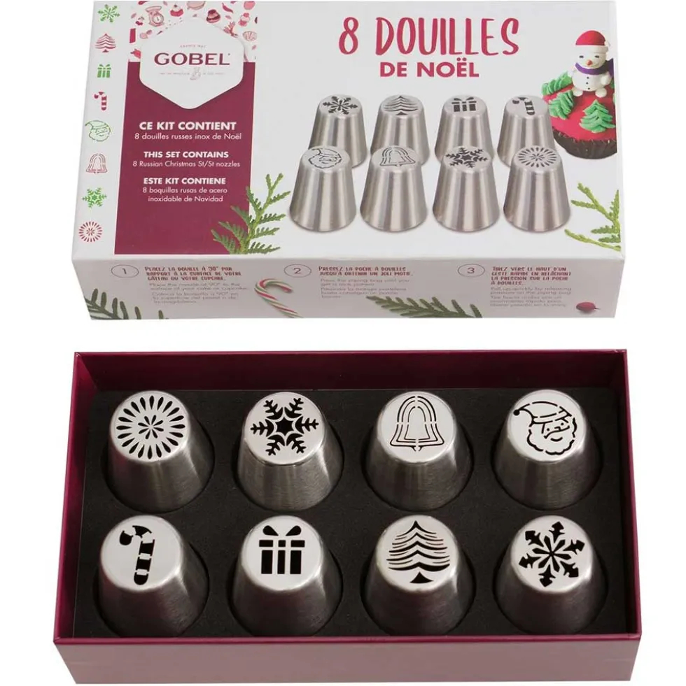Coffret 8 douilles inox Noël - GOBEL