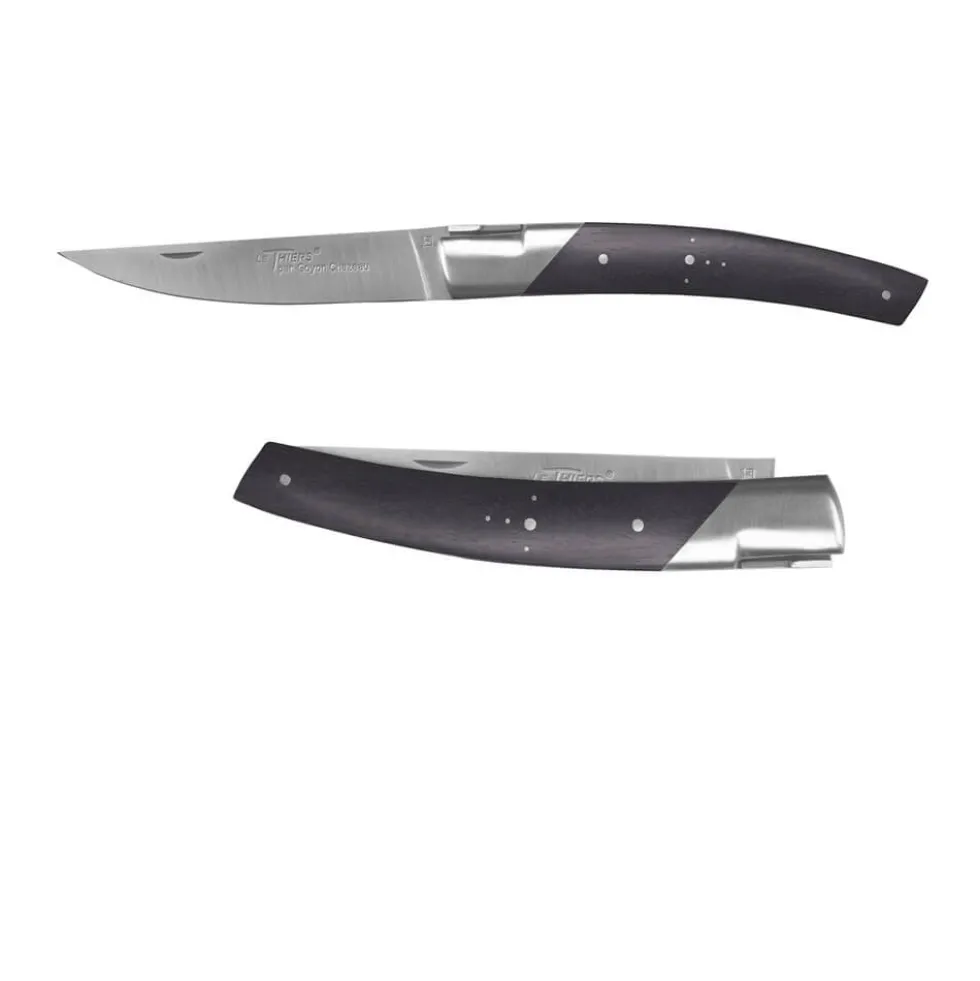 Couteau pliant Le Thiers Pirou 12cm Ebène avec Etui en cuir OFFERT - GOYON-CHAZEAU