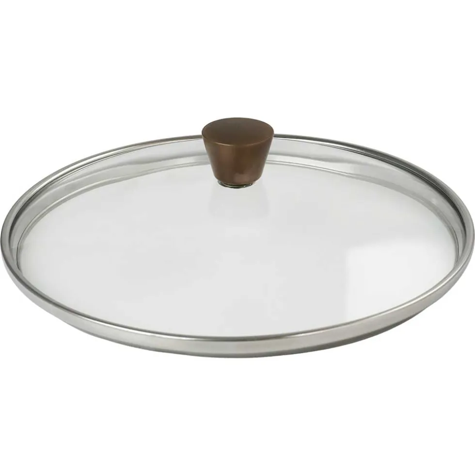 Couvercle en verre bombé bouton cuivré - CRISTEL