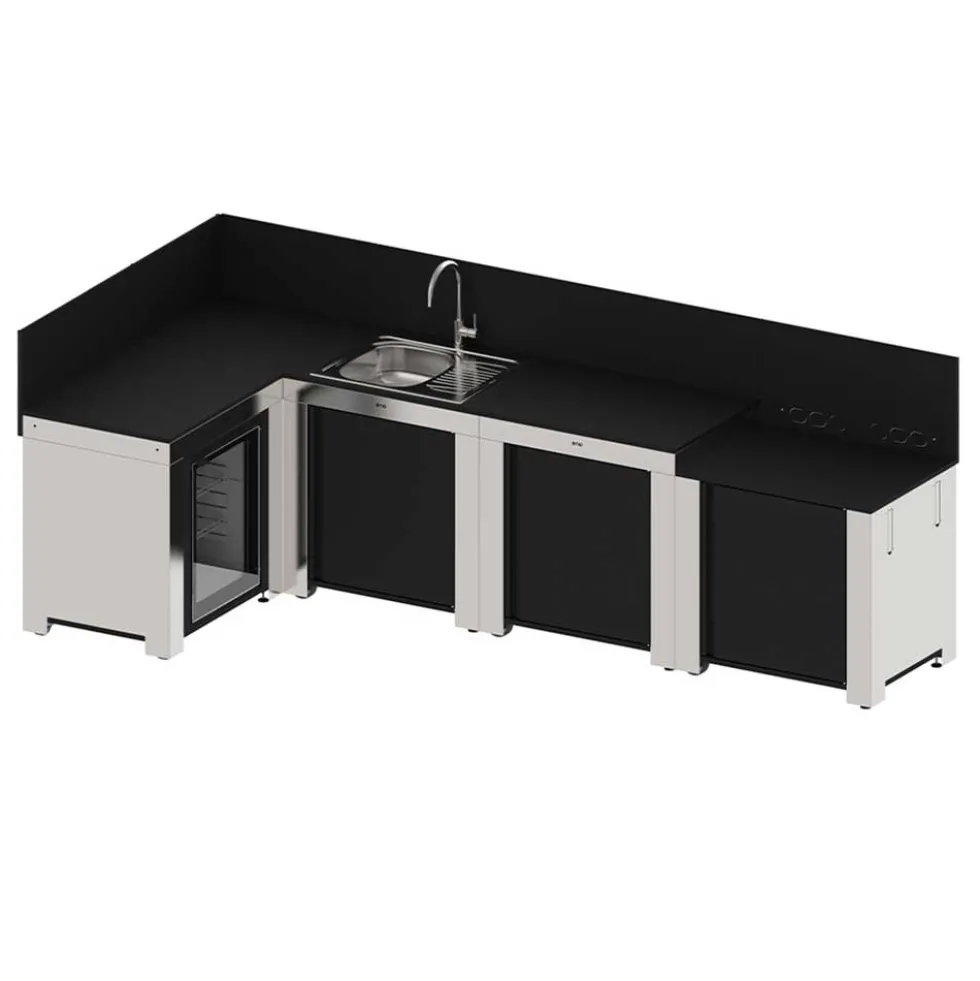 Cuisine Comfort 4 Modules Noir et Inox - ENO