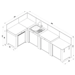Cuisine Comfort 4 Modules Noir et Inox - ENO