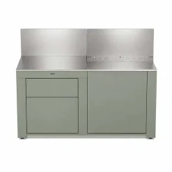 Cuisine 2 Modules Tiroirs + Plancha Vert Sauge - ENO