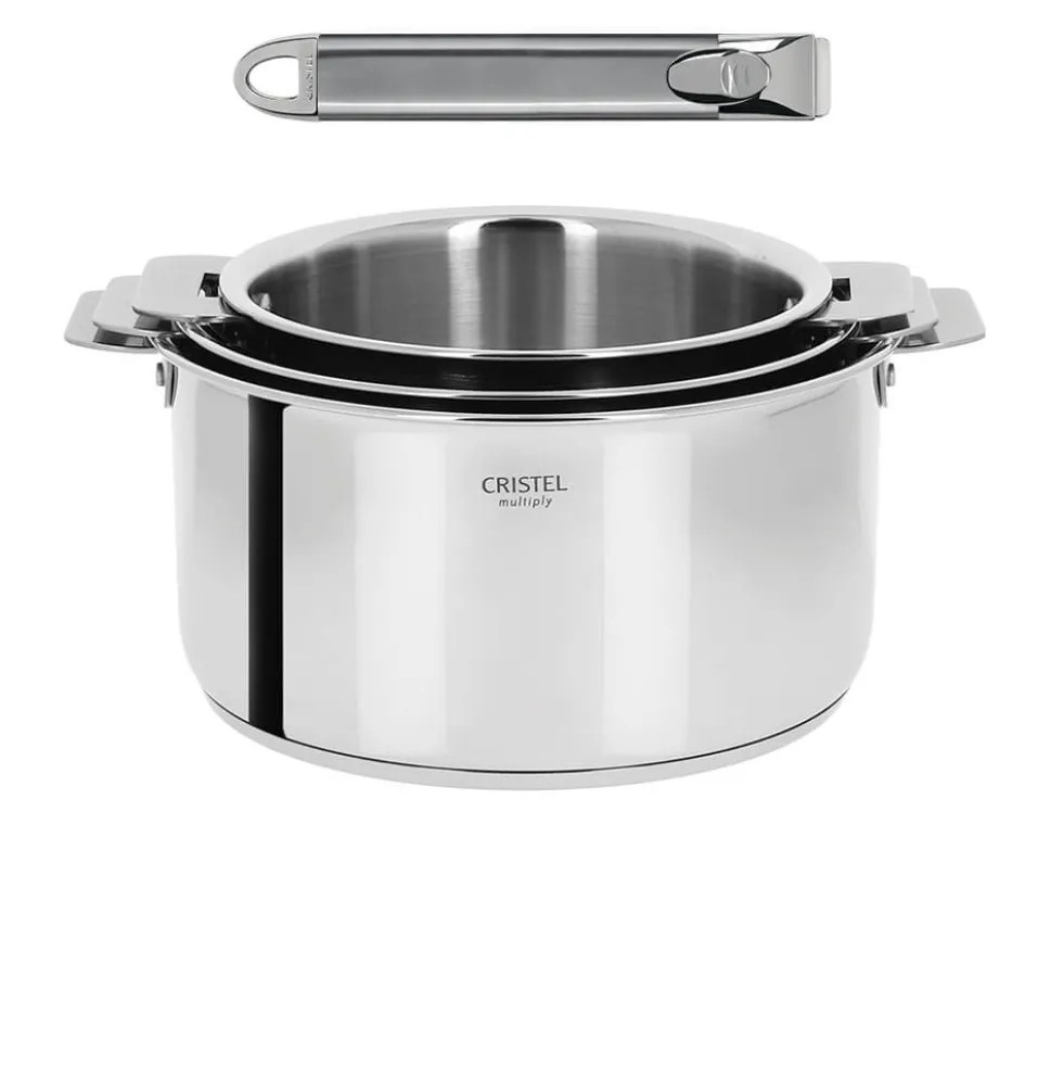 Ensemble de 3 Casseroles inox Casteline avec 1 poignée Zenith INCLUSE - CRISTEL
