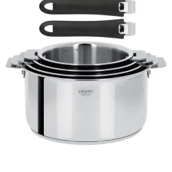 Ensemble de 4 Casseroles inox Casteline avec 2 poignées Mutine Noir INCLUSES - CRISTEL