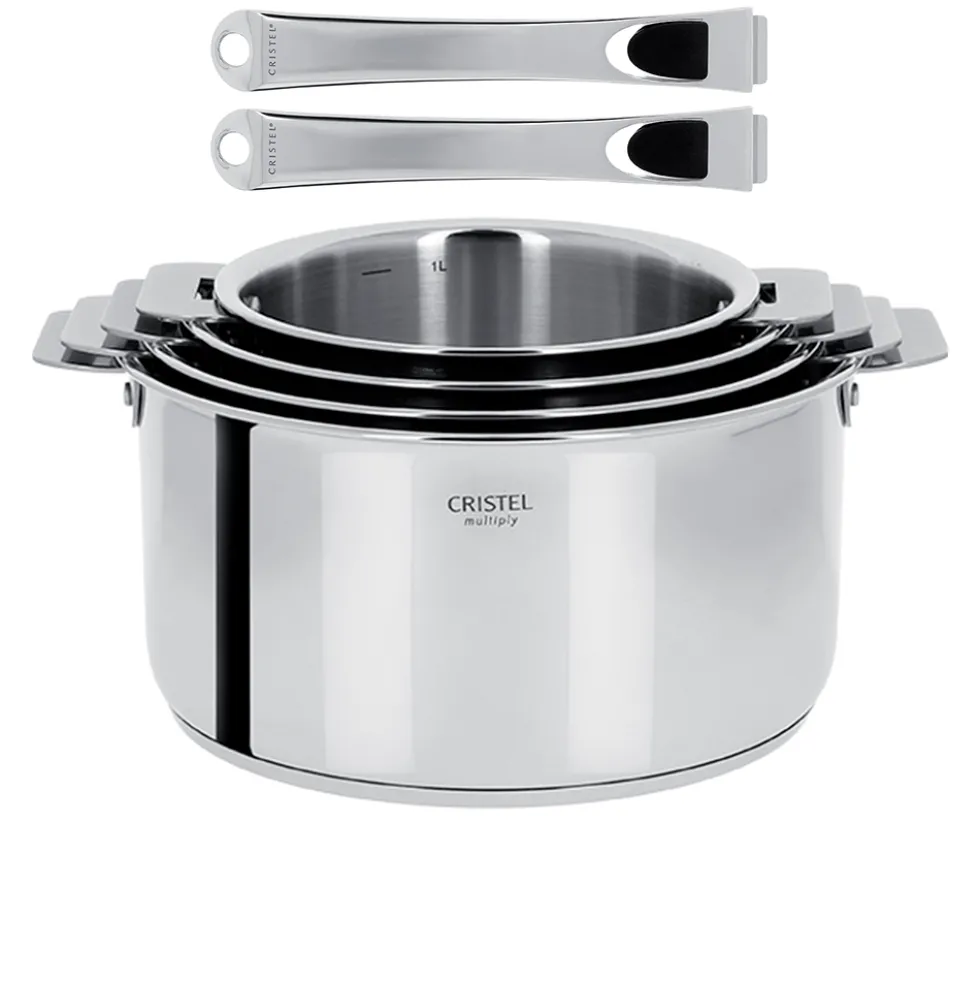 Ensemble de 4 Casseroles inox Casteline avec 2 poignées INCLUSES - CRISTEL