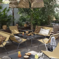 Ensemble table basse et 2 banquettes Jaune Safran - LAFUMA