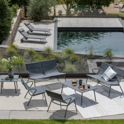 Ensemble table basse et 2 banquettes Gris - LAFUMA