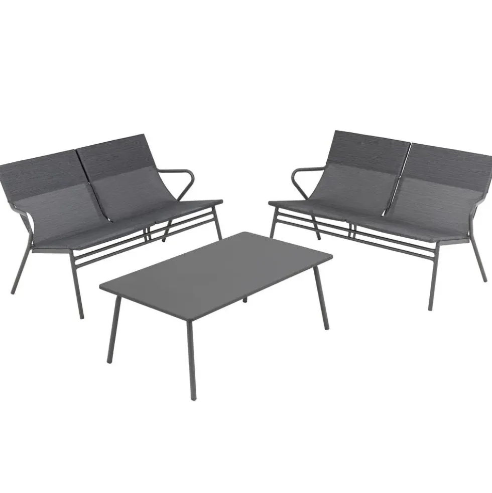 Ensemble table basse et 2 banquettes Gris - LAFUMA