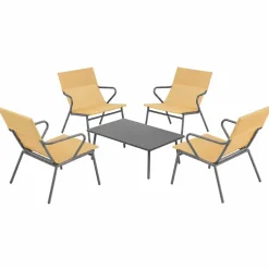 Ensemble table basse et 4 fauteuils Jaune Safran - LAFUMA