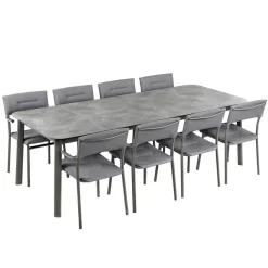 Ensemble table extensible et 8 fauteuils de jardin - LAFUMA