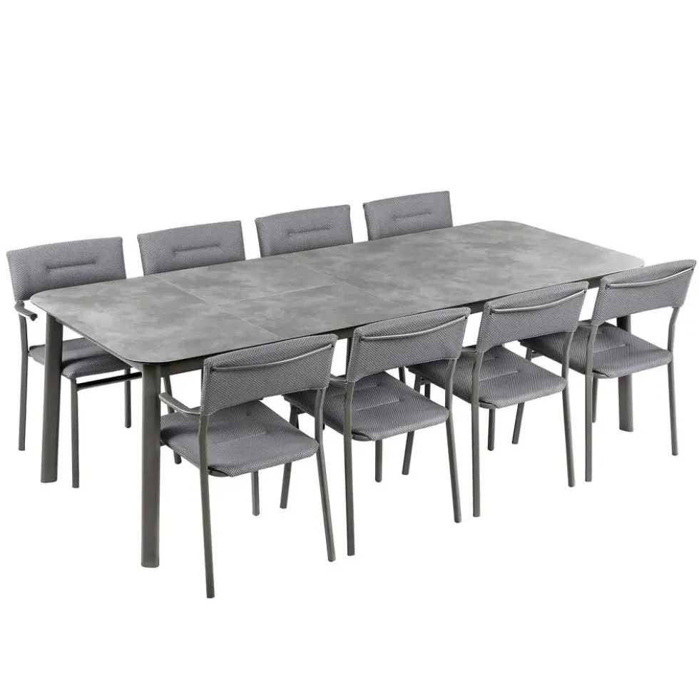 Ensemble table extensible et 8 fauteuils de jardin - LAFUMA