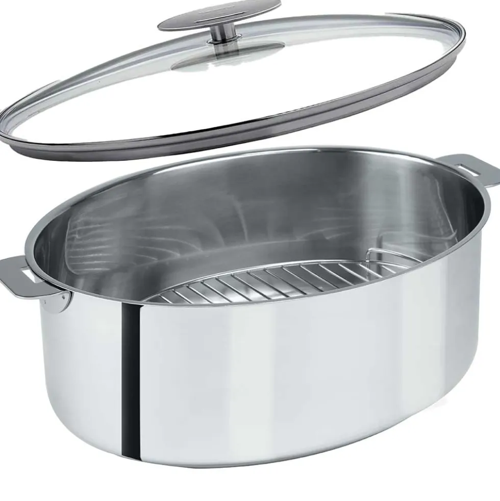 Faitout Ovale avec grille et couvercle Mutine Amovible - CRISTEL