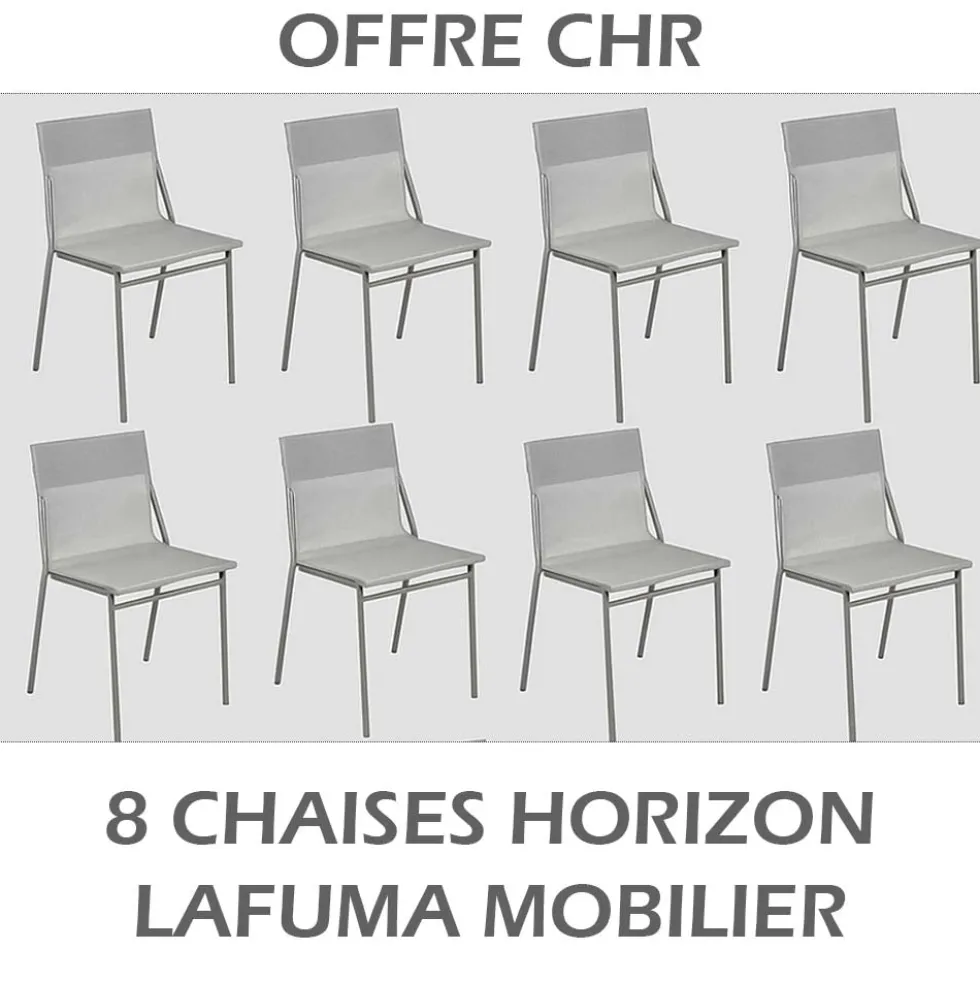 Lot 8 chaises Horizon Batyline Structure Titane - LAFUMA