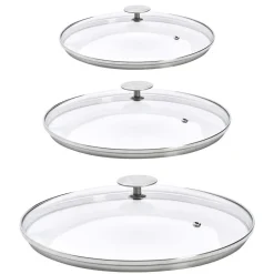 Lot 3 Couvercles en verre avec Pontet inox - DE BUYER