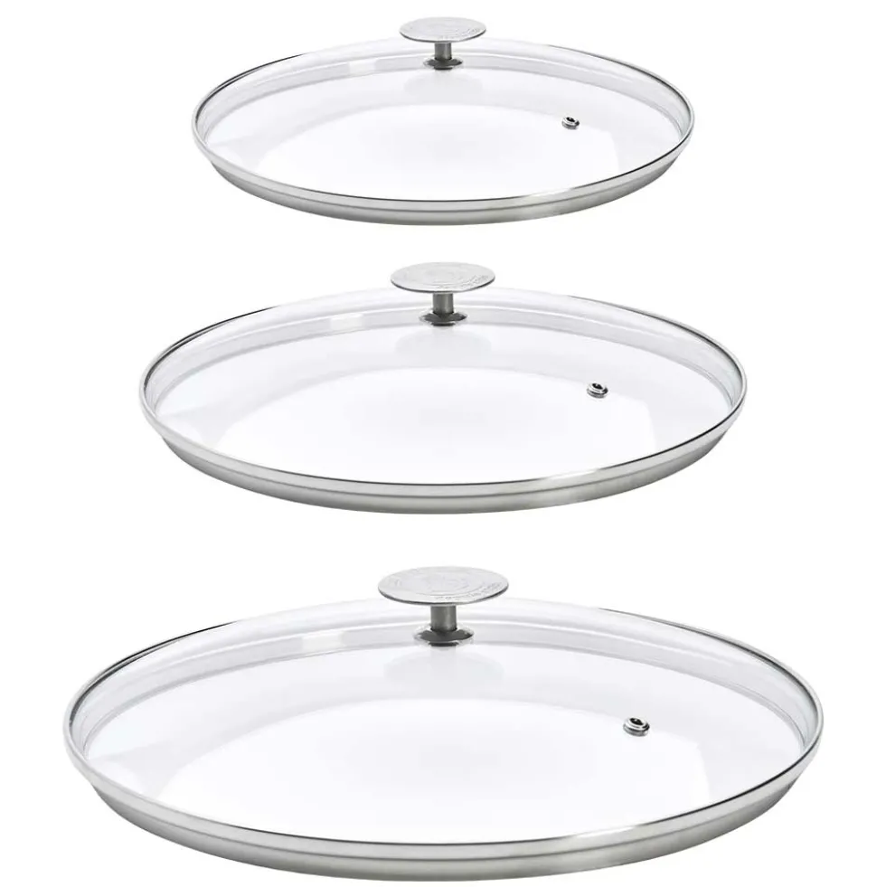 Lot 3 Couvercles en verre avec Pontet inox - DE BUYER
