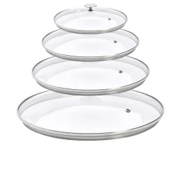 Lot 4 Couvercles en verre avec Pontet inox - DE BUYER