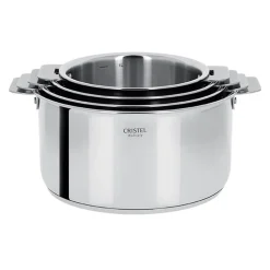 Lot de 4 Casseroles inox Casteline poignée amovible - CRISTEL