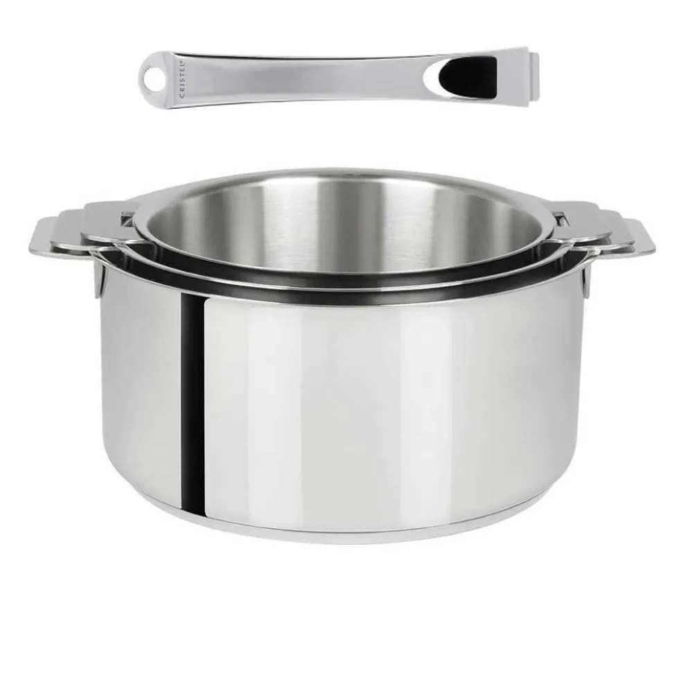 Lot de 3 Casseroles Inox Mutine avec 1 poignée Casteline INCLUSE - CRISTEL