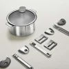 Lot de 4 casseroles inox STRATE + 2 poignées ZENITH amovibles OFFERTES - CRISTEL