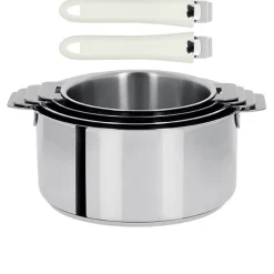 Lot de 4 Casseroles Mutine poignée amovible avec 2 poignées Mutine INCLUSES - CRISTEL