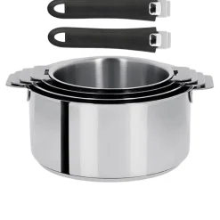 Lot de 4 Casseroles Mutine poignée amovible avec 2 poignées Mutine INCLUSES - CRISTEL