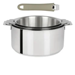 Lot de 3 Casseroles Mutine poignée amovible avec 1 poignée Mutine INCLUSE - CRISTEL