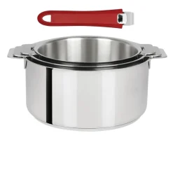 Lot de 3 Casseroles Mutine poignée amovible avec 1 poignée Mutine INCLUSE - CRISTEL