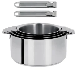 Lot de 4 Casseroles Mutine poignée amovible avec 2 poignées Zenith INCLUSES - CRISTEL