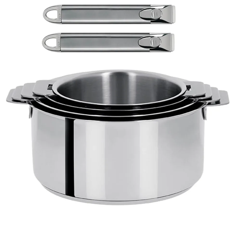 Lot de 4 Casseroles Mutine poignée amovible avec 2 poignées Zenith INCLUSES - CRISTEL