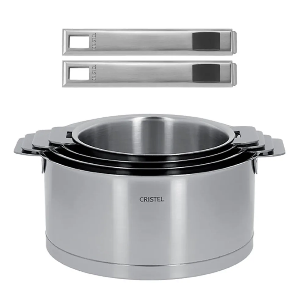 Lot de 4 Casseroles STRATE + 2 poignées STRATE amovibles OFFERTES - CRISTEL