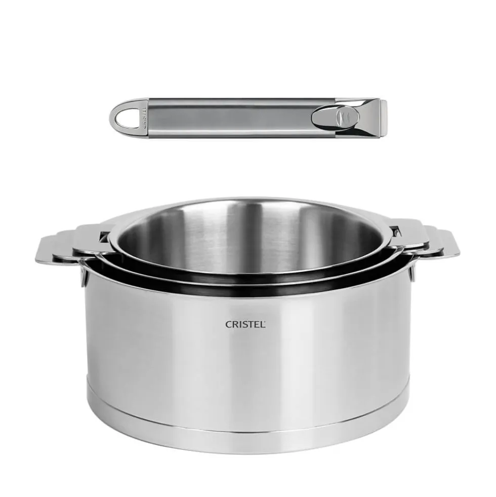 Lot de 3 Casseroles STRATE poignée ZENITH amovible OFFERTE - CRISTEL