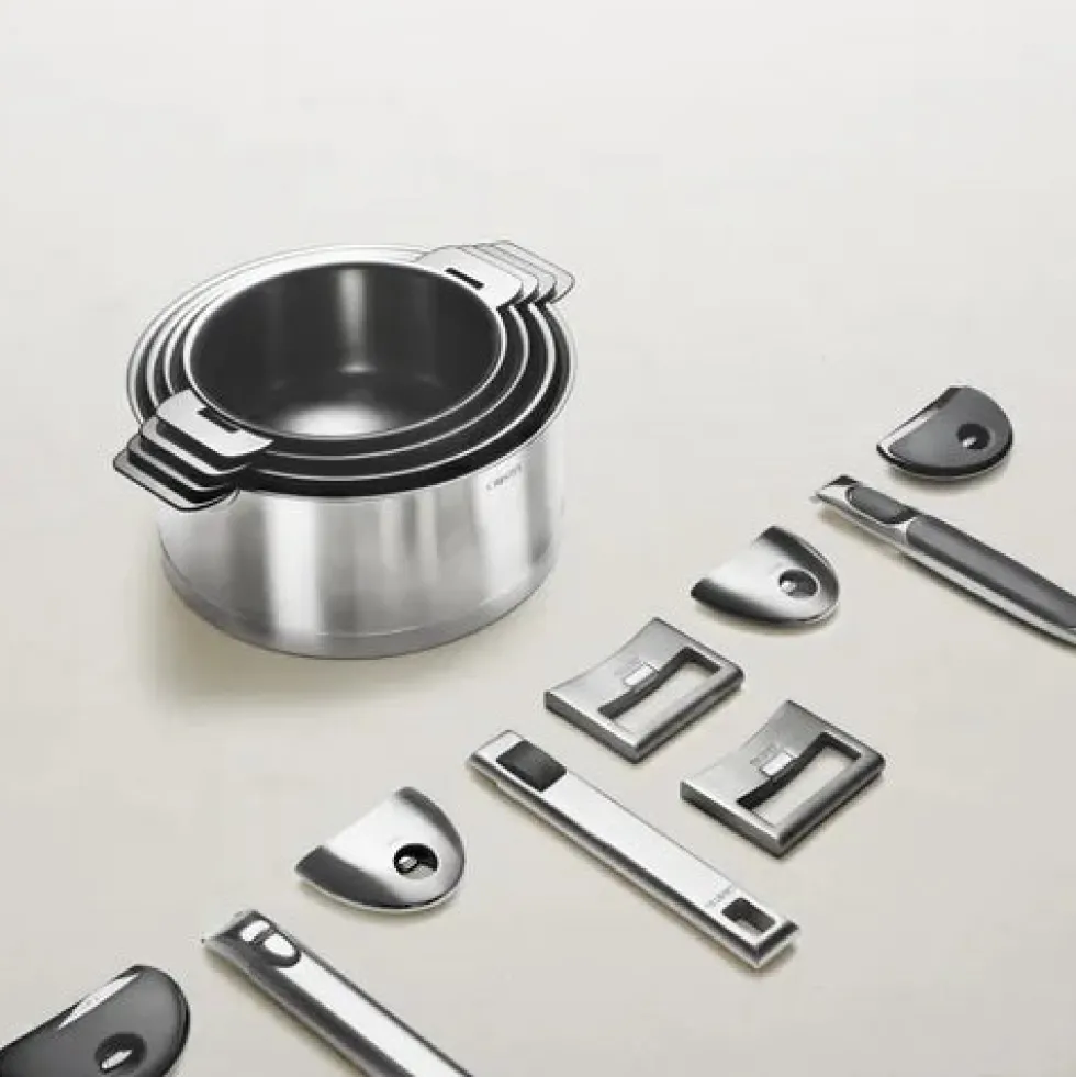 Lot de 3 Casseroles STRATE poignée amovible - CRISTEL