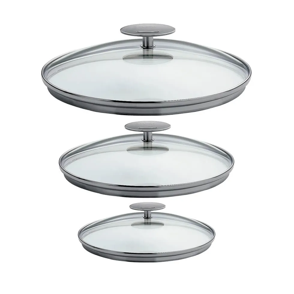 Lot de 3 Couvercles en verre bombé Platine - CRISTEL
