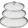 Lot de 3 Couvercles verre bombé bouton inox 1826 - CRISTEL