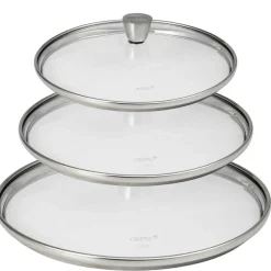 Lot de 3 Couvercles verre bombé bouton inox 1826 - CRISTEL