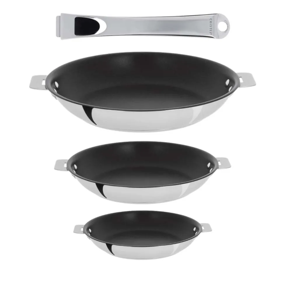 Lot de 3 Poêles antiadhérent Casteline poignée amovible OFFERTE - CRISTEL