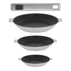 Lot de 3 Poêles antiadhérent STRATE avec poignée OFFERTE - CRISTEL