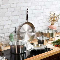 Lot de 2 poêles Inox Brossé 1826 - CRISTEL