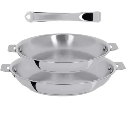 Lot de 2 Poêles inox Casteline poignée amovible INCLUSE - CRISTEL