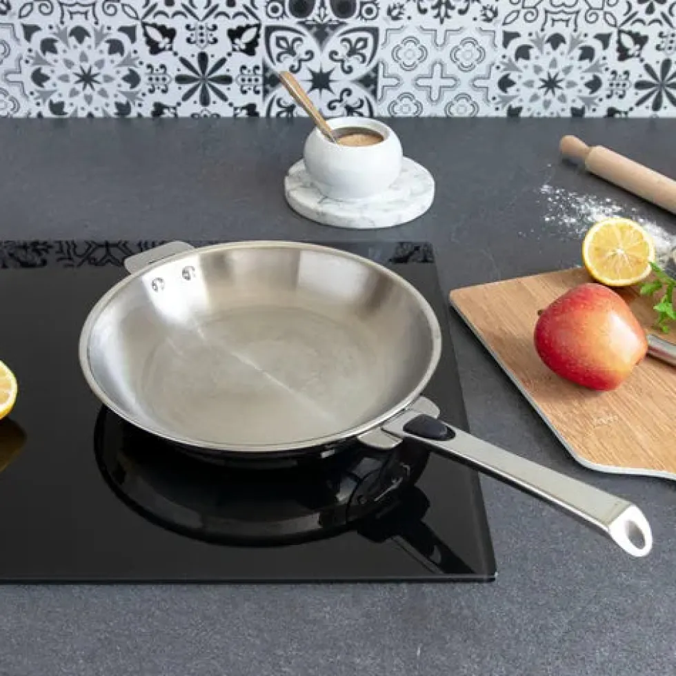 Lot de 2 Poêles inox Casteline poignée amovible INCLUSE - CRISTEL