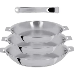 Lot de 3 Poêles inox Casteline poignée amovible OFFERTE - CRISTEL