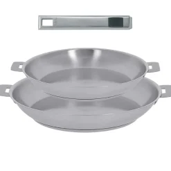 Lot de 2 Poêles inox STRATE avec poignée INCLUSE - CRISTEL