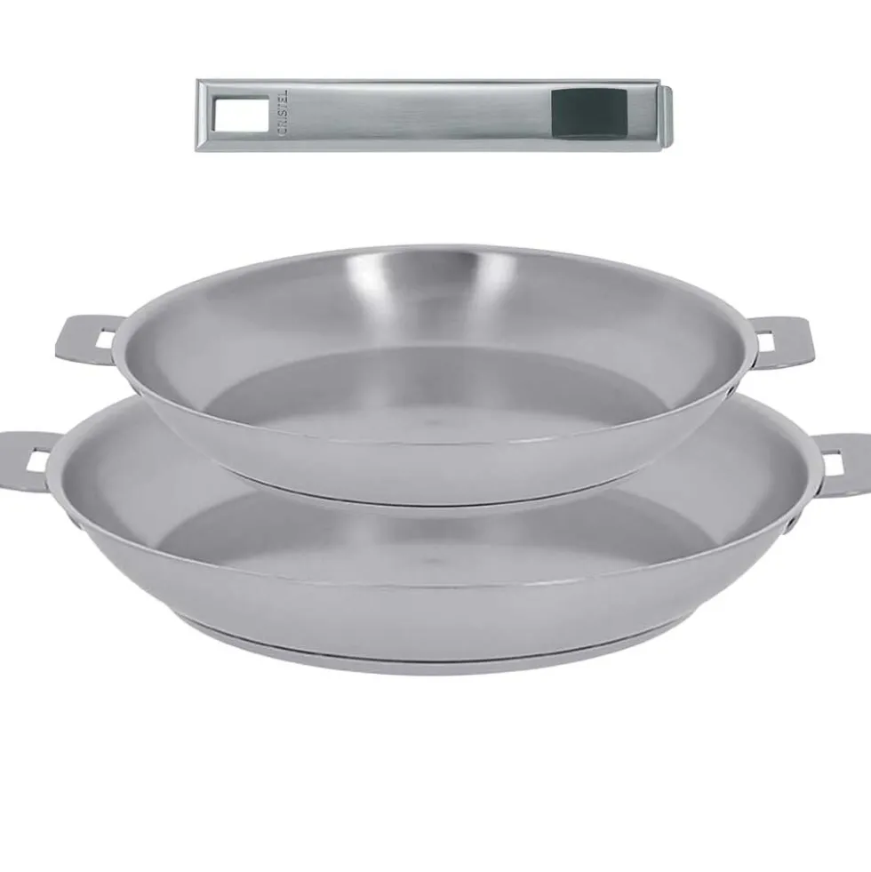 Lot de 2 Poêles inox STRATE avec poignée INCLUSE - CRISTEL